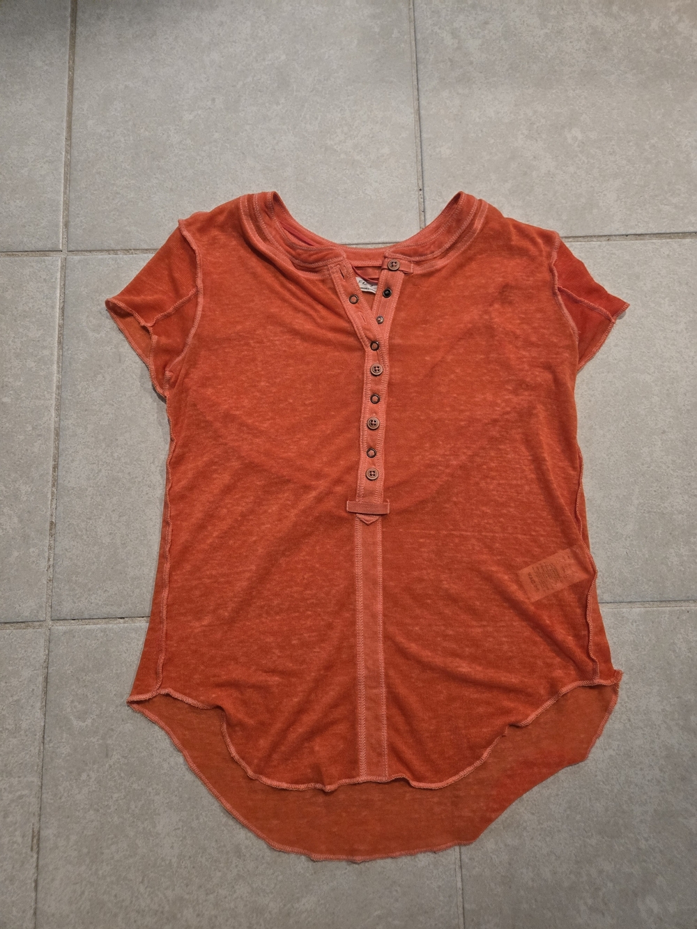 We The Free Orange Short-Sleeve Henley Tee